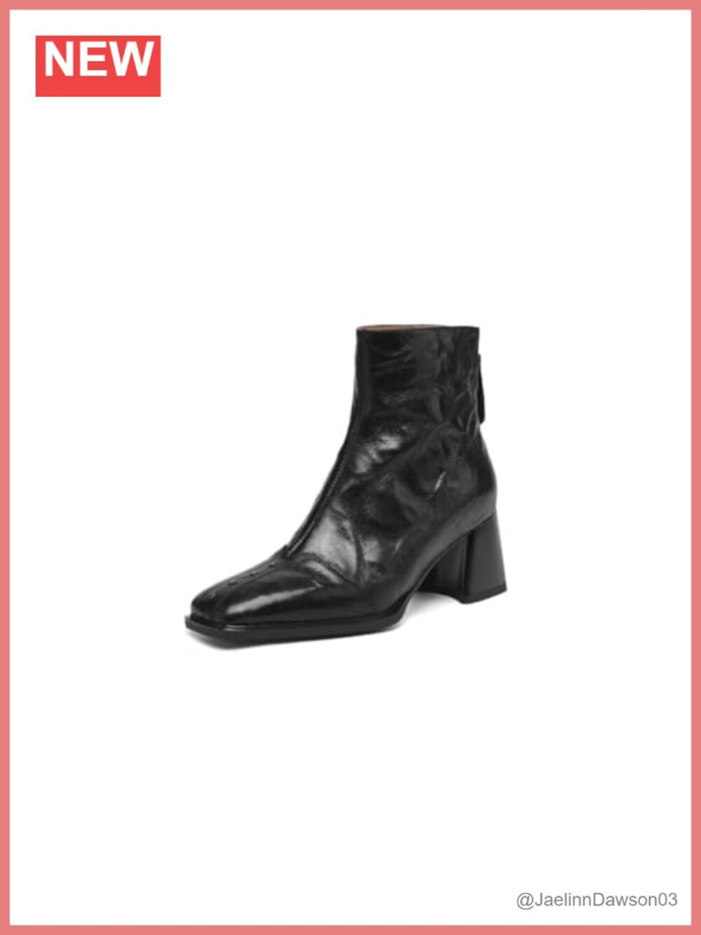 Genuine Leather Ankle Boots Handmade Square Toe Block Heel Short Booties